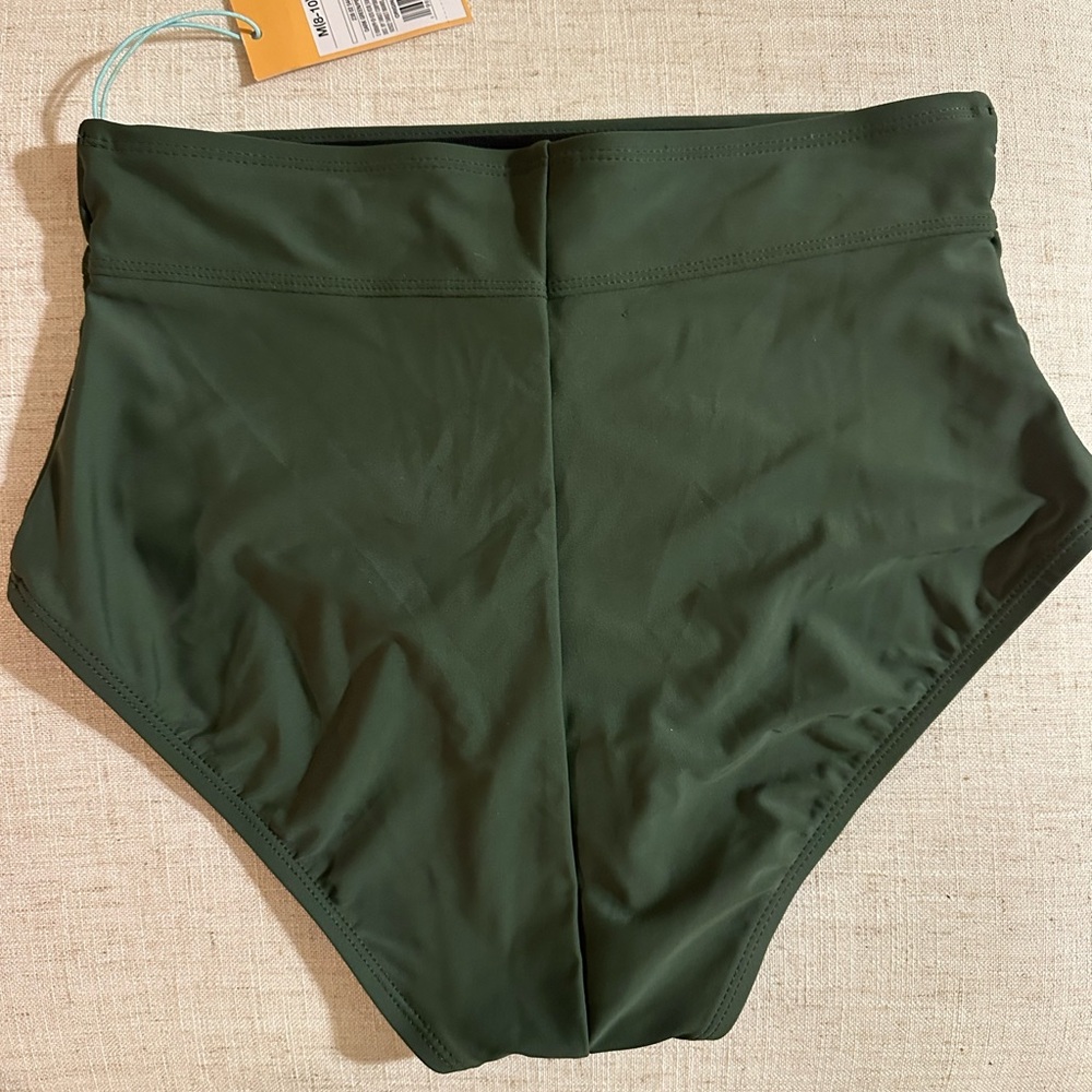 Kona Sol High-Waisted Bikini Bottom - Olive Green - Picture 5 of 6